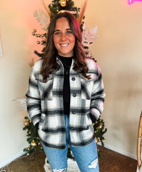 CHILLY DAY SHERPA LINED JACKET-BLACK & IVORY