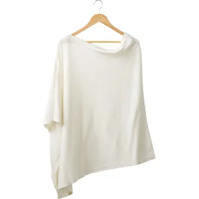 Elegant Solid Cotton Poncho - Ivory