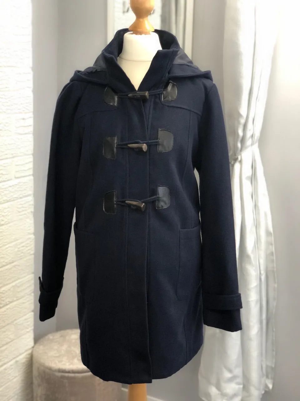 Fashionably Pregnant Maternity Duffle Coat - Navy Blue