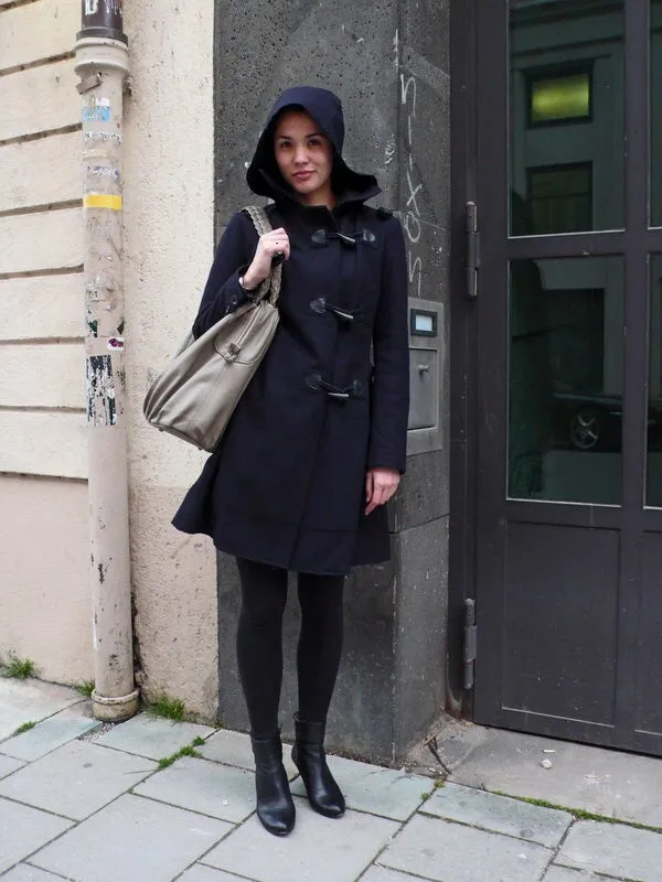 Fashionably Pregnant Maternity Duffle Coat - Navy Blue