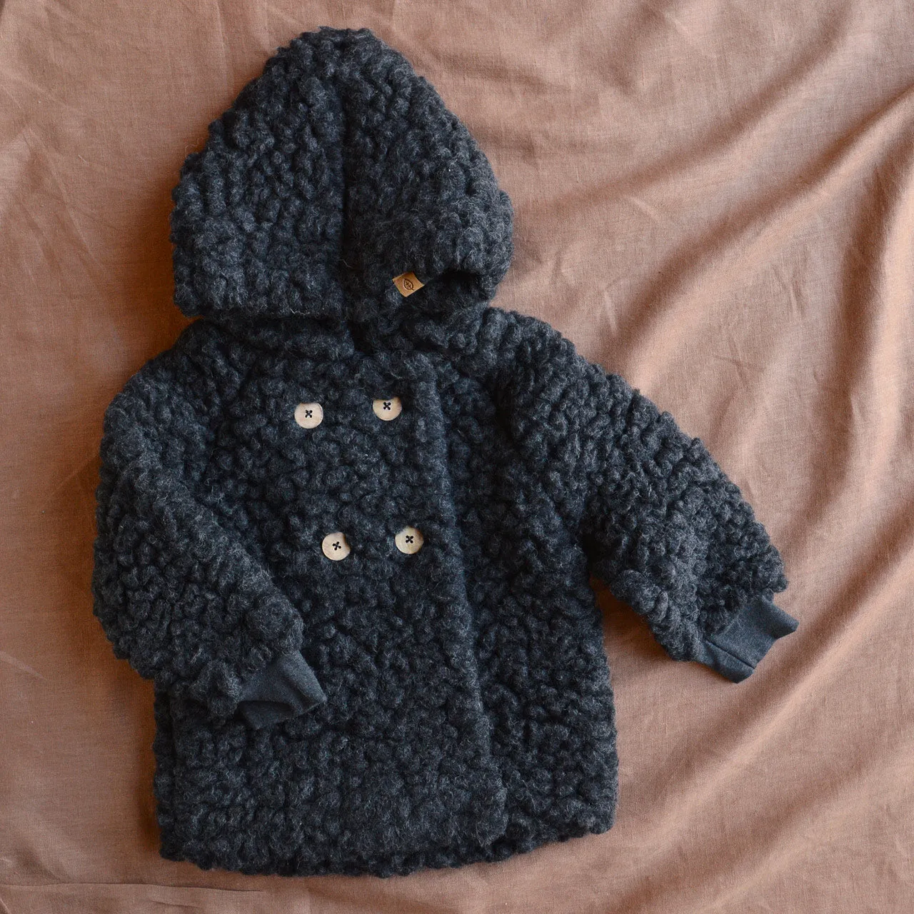 Plush Hooded Jacket - Wool/Tencel Teddy (1-8y)