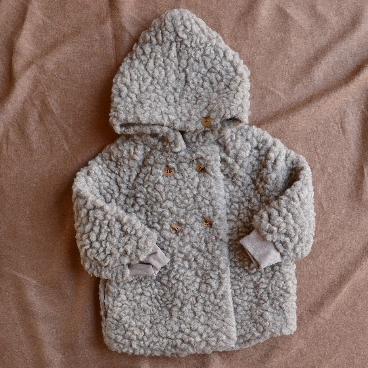 Plush Hooded Jacket - Wool/Tencel Teddy (1-8y)