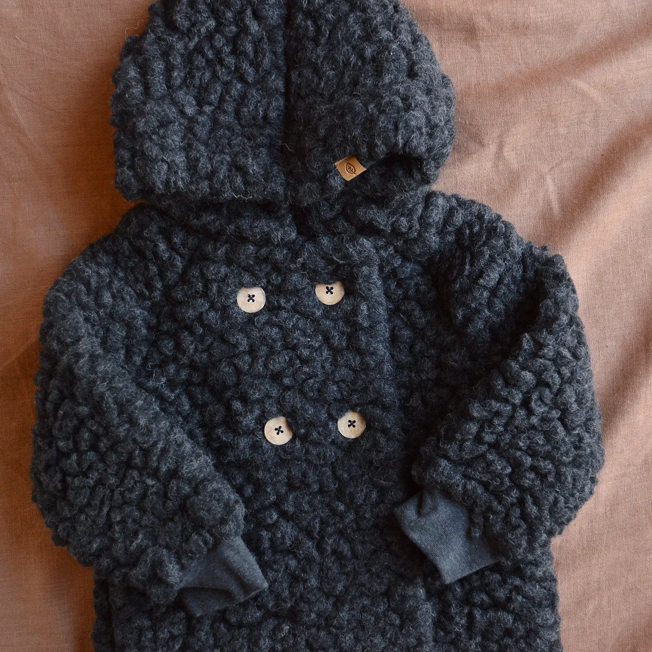 Plush Hooded Jacket - Wool/Tencel Teddy (1-8y)
