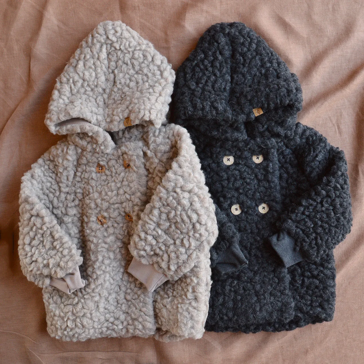 Plush Hooded Jacket - Wool/Tencel Teddy (1-8y)