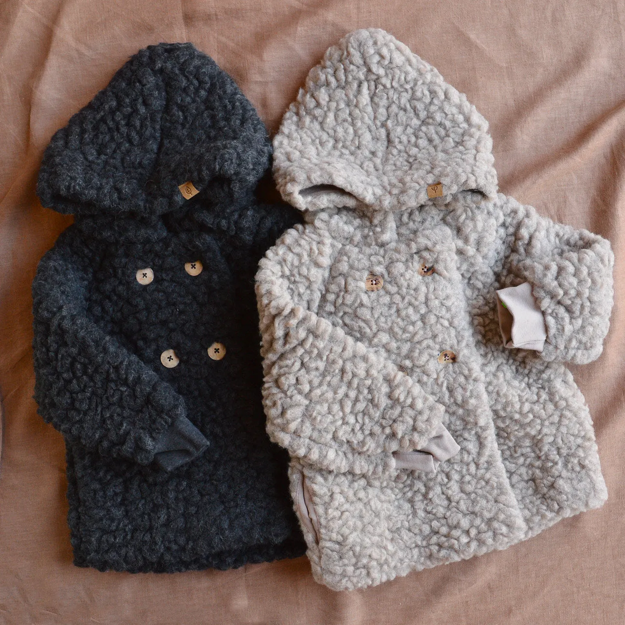 Plush Hooded Jacket - Wool/Tencel Teddy (1-8y)